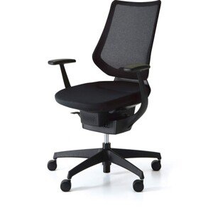 Kokuyo Japonská aktivní židle - Kokuyo ING GLIDER 360° černá kostra - černá, plast + textil