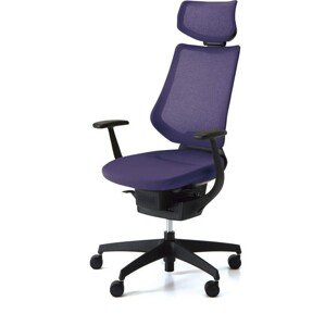 Kokuyo Japonská aktivní židle - Kokuyo ING GLIDER 360° - černá kostra s podhlavníkem - fialová, plast + textil