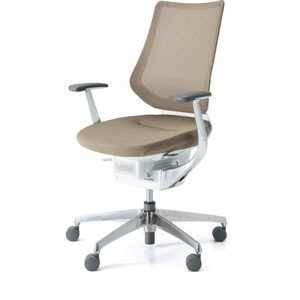 Kokuyo Japonská aktivní židle - Kokuyo ING GLIDER 360° chrom - béžová, plast + textil + kov