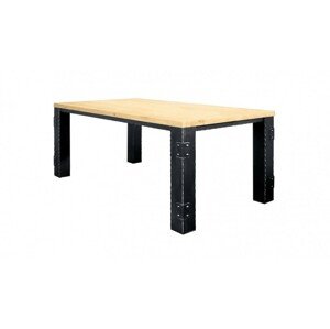 IRON-ART LANGEAIS - jídelní kovový stůl 152 x 85 cm se stolovou deskou, kov + dřevo