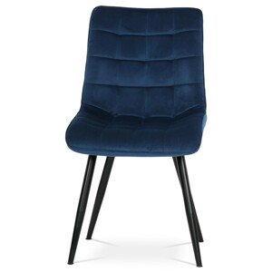 Autronic Jídelní židle - v modrém sametu - 49 x 87 x 62 cm, textil + kov