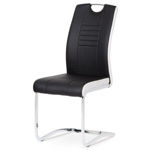 Autronic Moderní jídelní židle s pohupem - černá ekokůže s bílými boky - 42 x 98 x 59 cm, ekokůže + kov