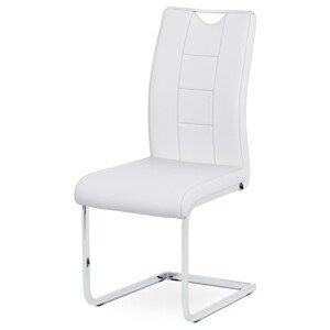 Autronic Moderní jídelní židle s pohupem - bílá ekokůže - 45 x 99 x 58 cm, ekokůže + kov