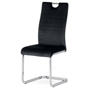 Autronic Moderní jídelní židle s pohupem - černá látka - 43 x 101 x 54 cm, textil + kov