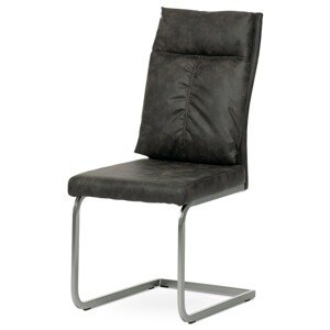 Autronic Moderní jídelní židle s pohupem - šedá látka v dekoru kůže - 46 x 101 x 69 cm, textil + kov