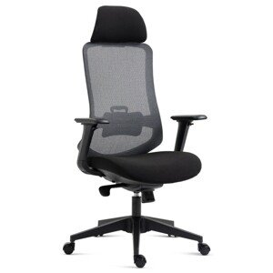 Autronic Kancelářská židle s nastavitelnou bederní opěrkou - černá - 66,5 x 124,5-134,5 x 56 cm, plast + textil